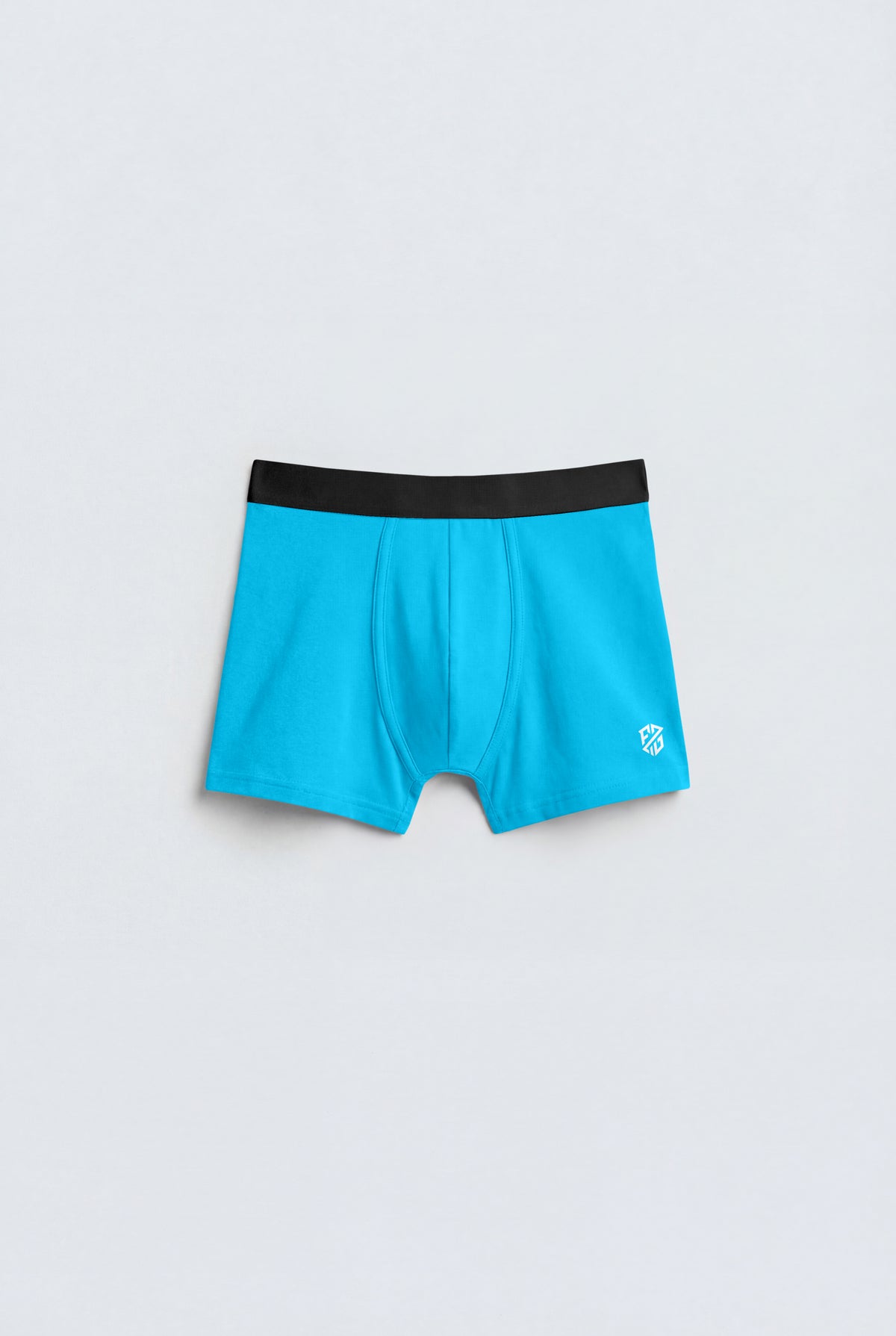Men's Ultra-Soft Cotton Stretch Boxer Briefs – Vibrant Cyan Blue with Contrast Waistband