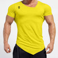 Muscle Fit Yellow Gym TShirt - Asymmetrical Neck Design