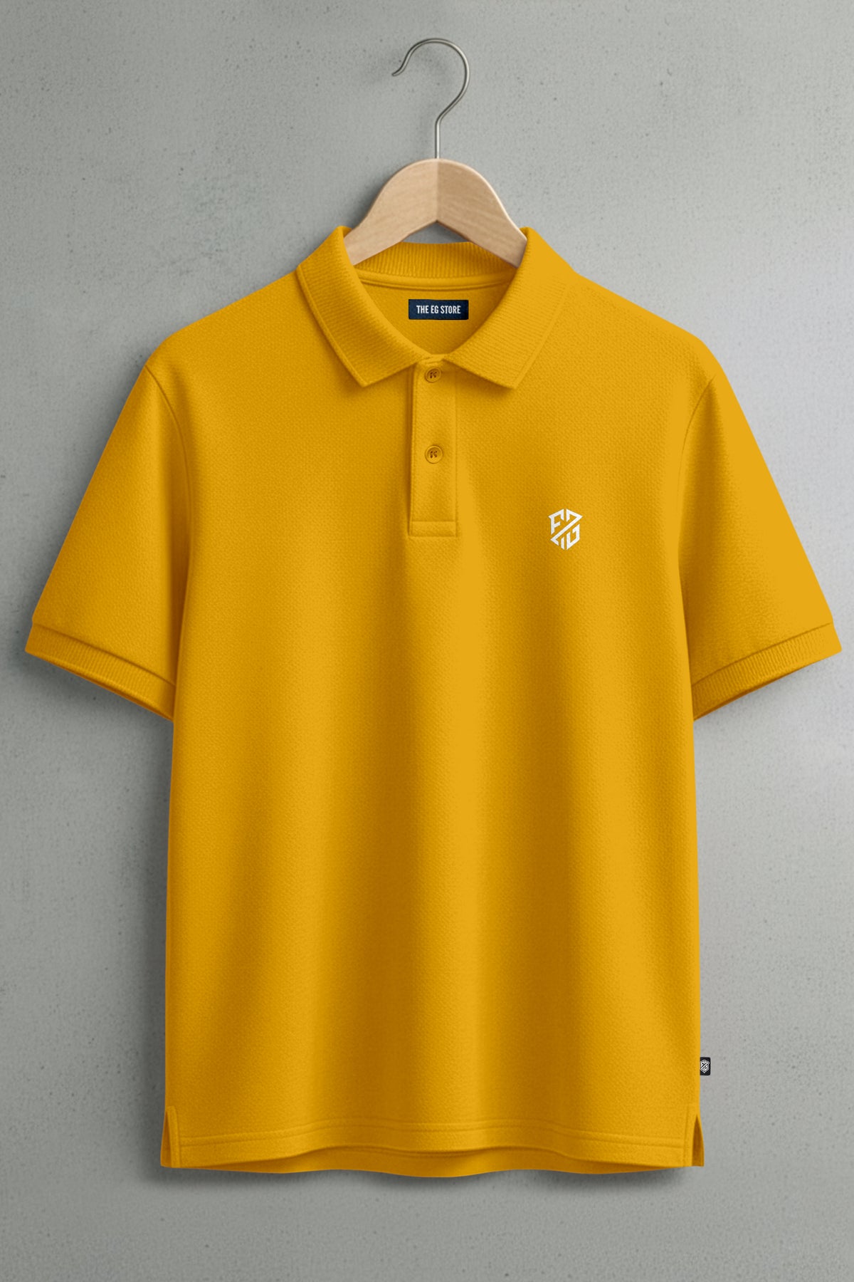 Mustard Yellow Men’s Pique Polo: Summer Cotton Top - Hover Image