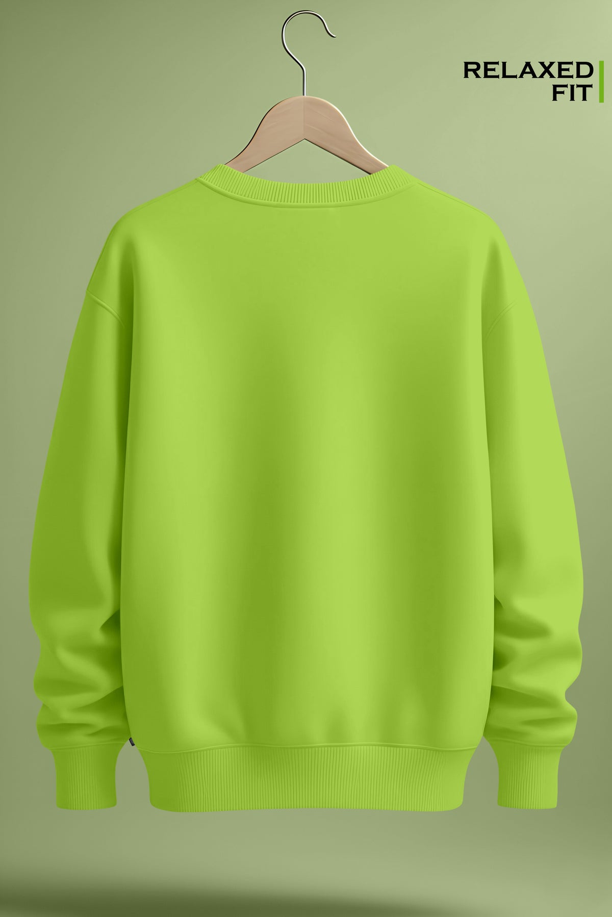 Neon Green Relaxed Sweatshirt: Trendy Pop of Color - Hover Image