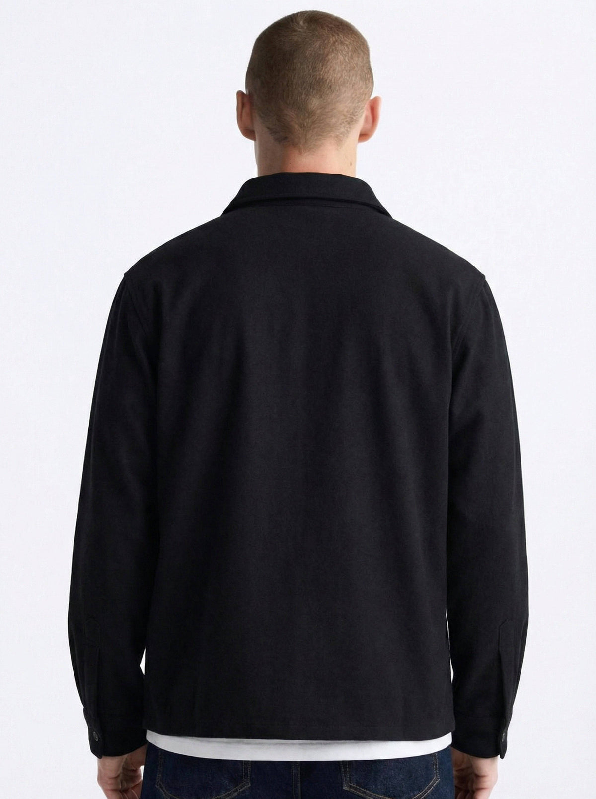 Premium Black Shacket men Textured Overshirt: Relaxed Utility Fit - Hover Image