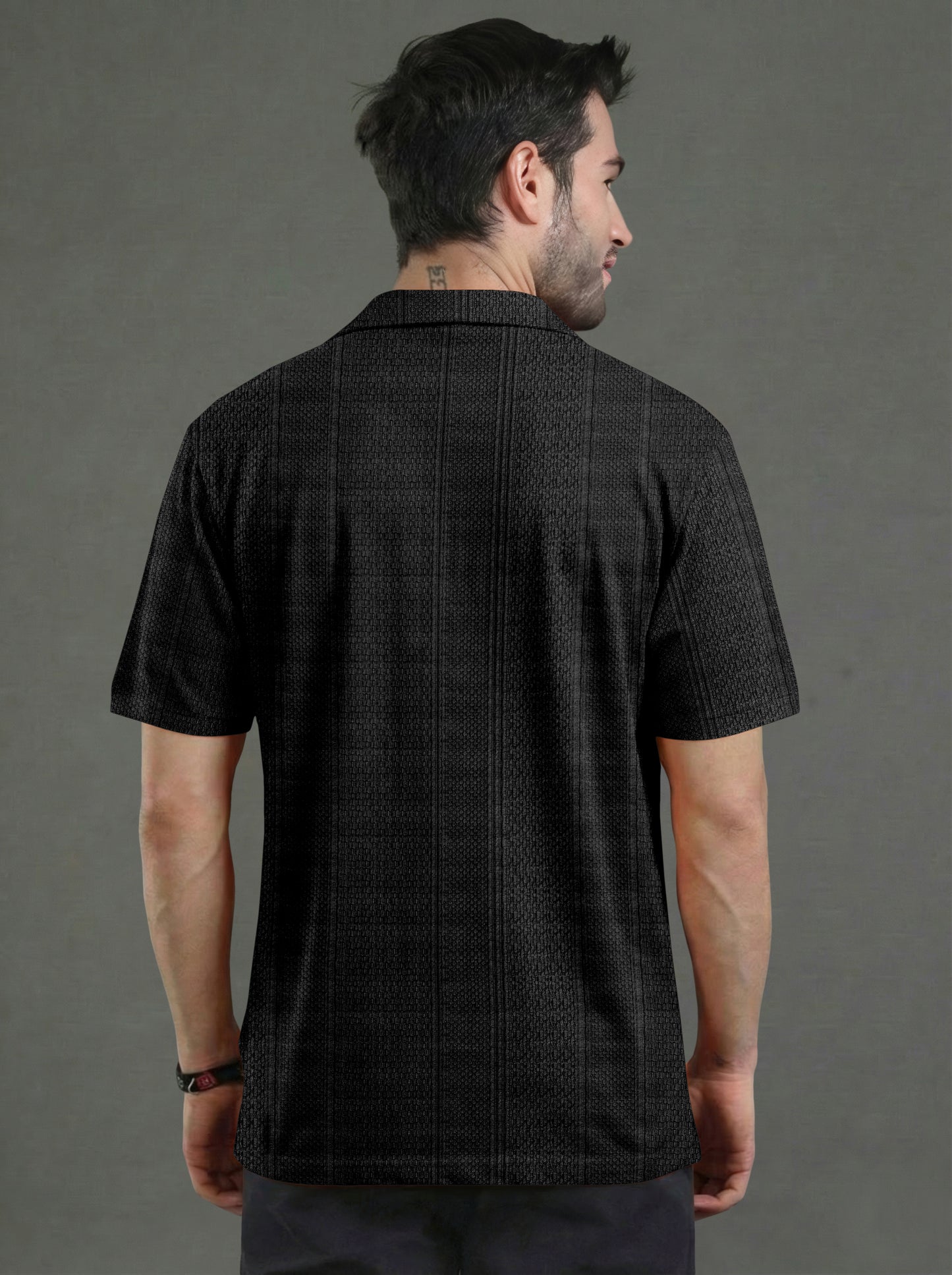 Premium Black Short Sleeve Cuban Collar Shirt: Casual Resort Fit