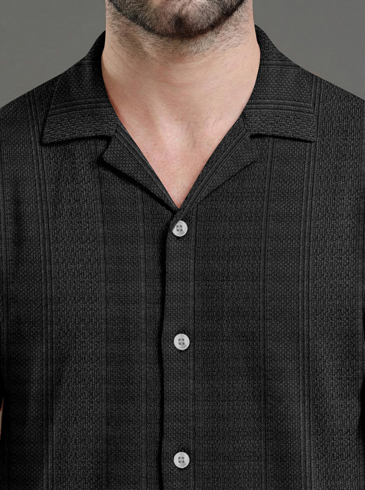 Premium Black Short Sleeve Cuban Collar Shirt: Casual Resort Fit
