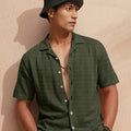 Premium Dark Green Short Sleeve Shirt: Resort Wear Cuban Collar Shirt