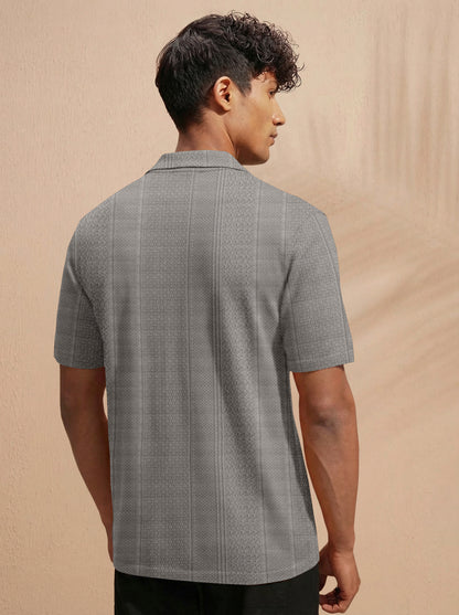 Premium Grey Short Sleeve Shirt: Casual Resort Fit