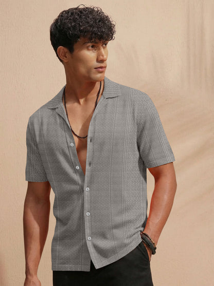 Premium Grey Short Sleeve Shirt: Casual Resort Fit