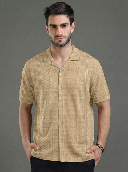 Premium Khaki Short Sleeve Shirt: Casual Resort Fit