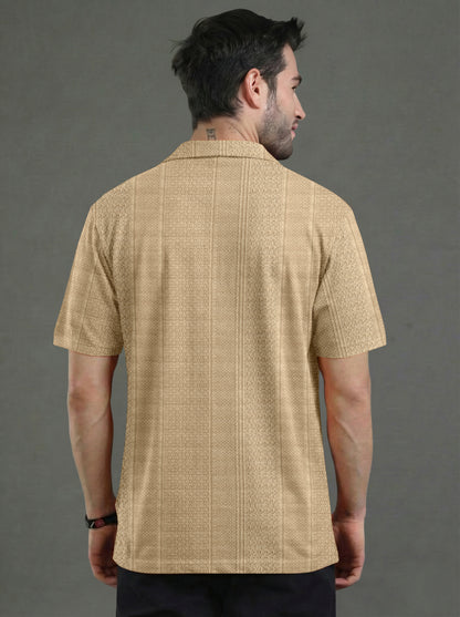 Premium Khaki Short Sleeve Shirt: Casual Resort Fit