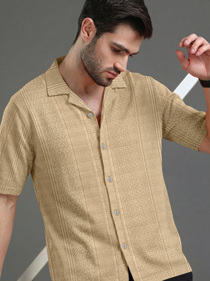 Premium Khaki Short Sleeve Shirt: Casual Resort Fit