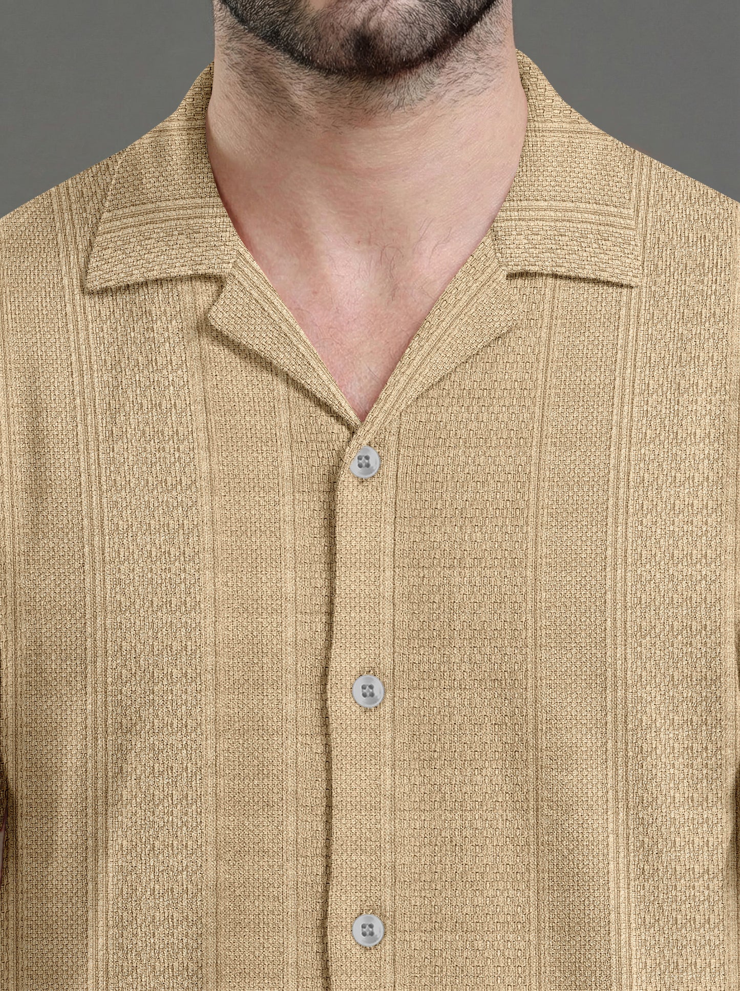 Premium Khaki Short Sleeve Shirt: Casual Resort Fit
