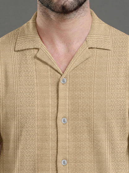 Premium Khaki Short Sleeve Shirt: Casual Resort Fit