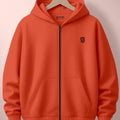 Premium Orange Zip-Up Jacket: Relaxed Fit Streetwear
