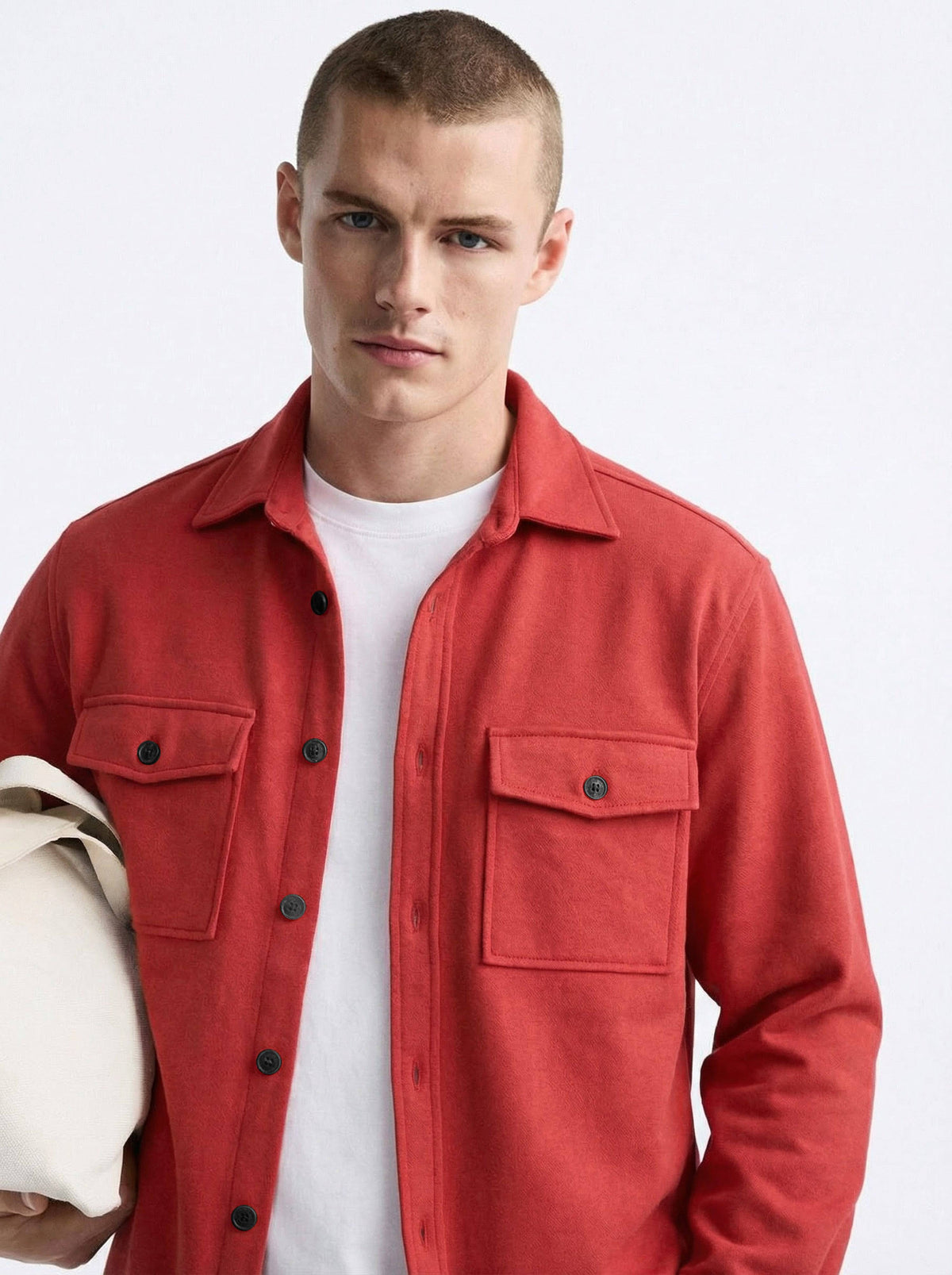 Premium Rust Orange Shacket Overshirt: Relaxed Utility Fit - Hover Image