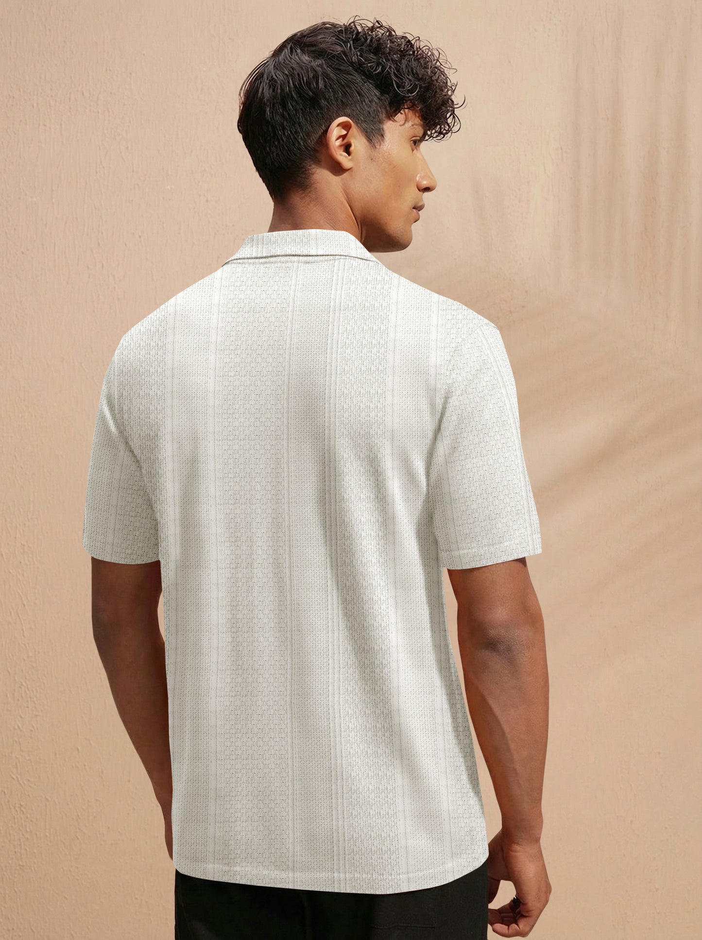 Premium Short Sleeve Cream Shirt: Casual Resort Fit