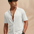 Premium Short Sleeve Cream Shirt: Casual Resort Fit