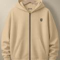 Sand Beige Zip-Up Jacket: Minimalist Relaxed Style