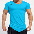 Premium Muscle Fit Sky Blue Gym T-Shirt - Asymmetrical Neck Design