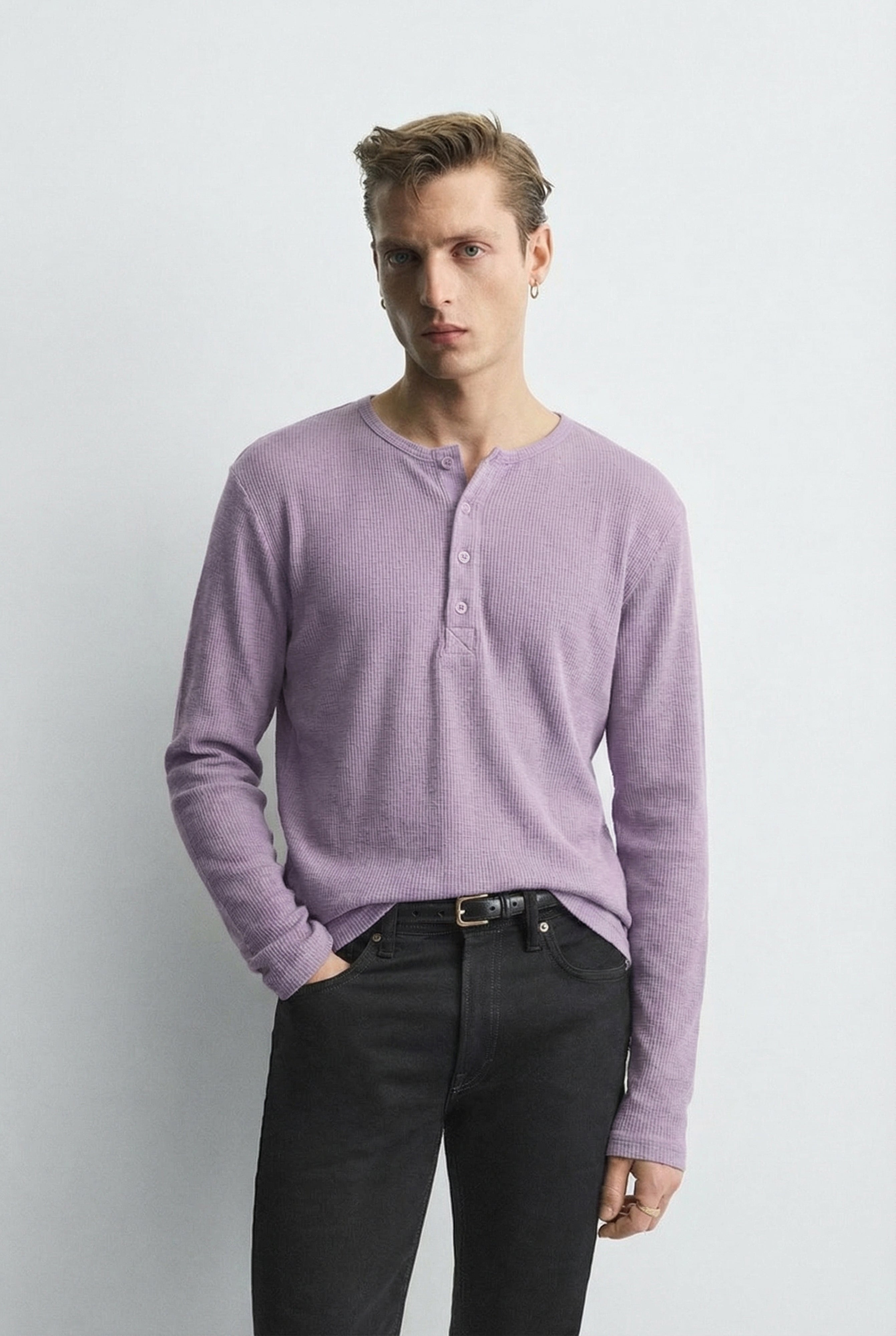 The Pastel Essential – Men’s Soft Lavender Henley